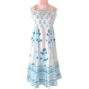 OLIPHANT Tie Strap Midi in Jaipur Blue. Size Large.